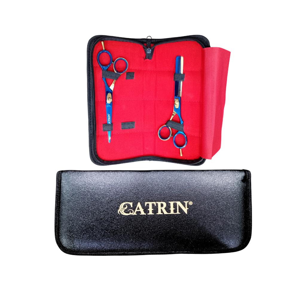 Tijeras de Cabello - Set De Tijeras Catrin Azul con Dorado Metalico