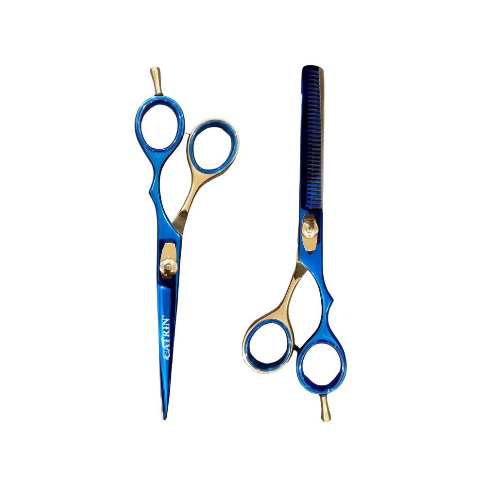 Tijeras de Cabello - Set De Tijeras Catrin Azul con Dorado Metalico