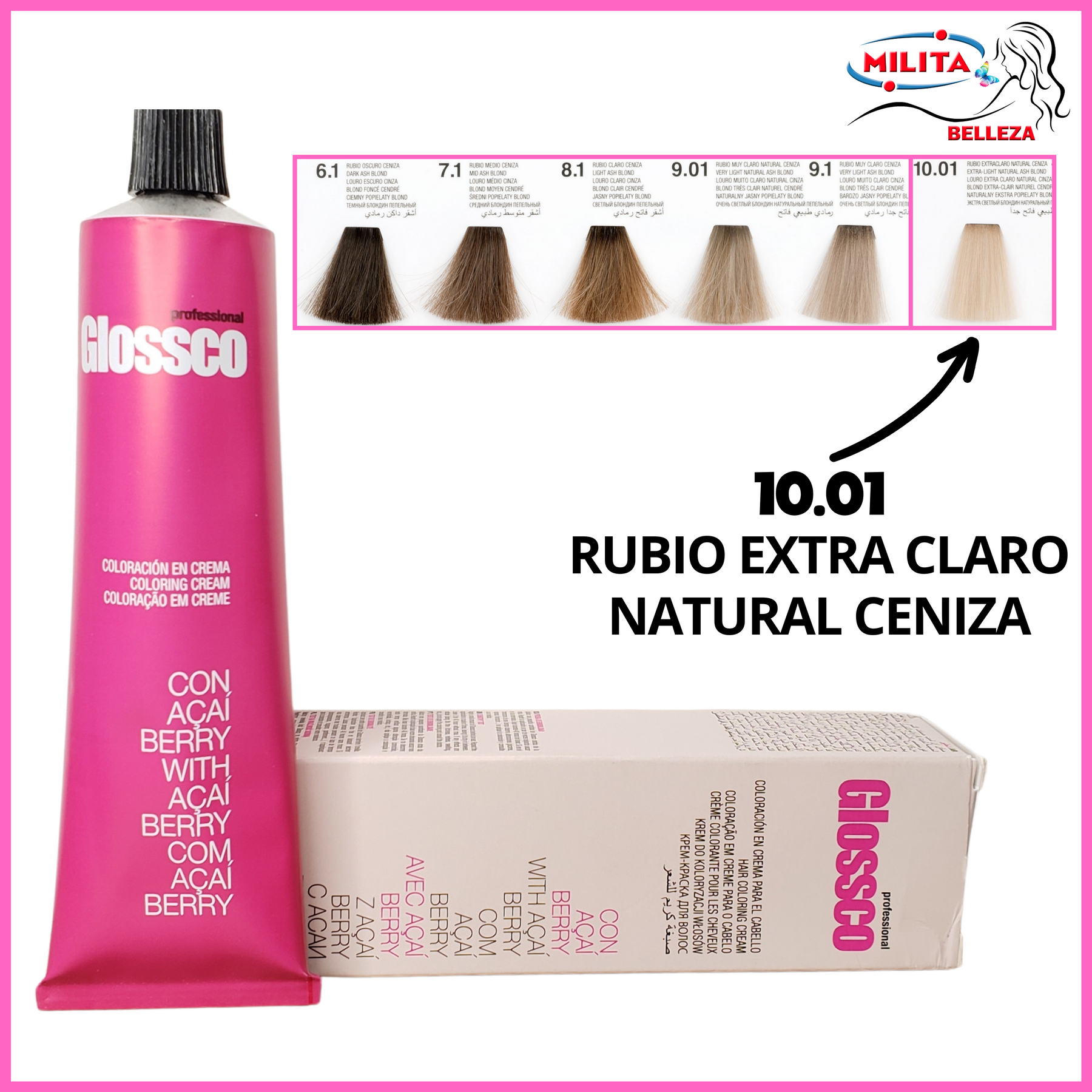 Tintes - Tinte Glossco 10.01 Rubio Extra Claro Natural Ceniza 100ml