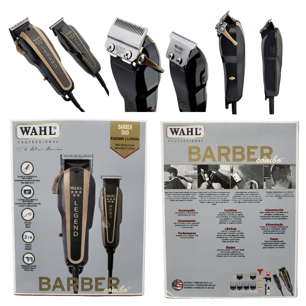 Equipo - Wahl Prodessional 5 Star Barber Conbo Con Legend Clipper Y Hero T Blade Trimmer