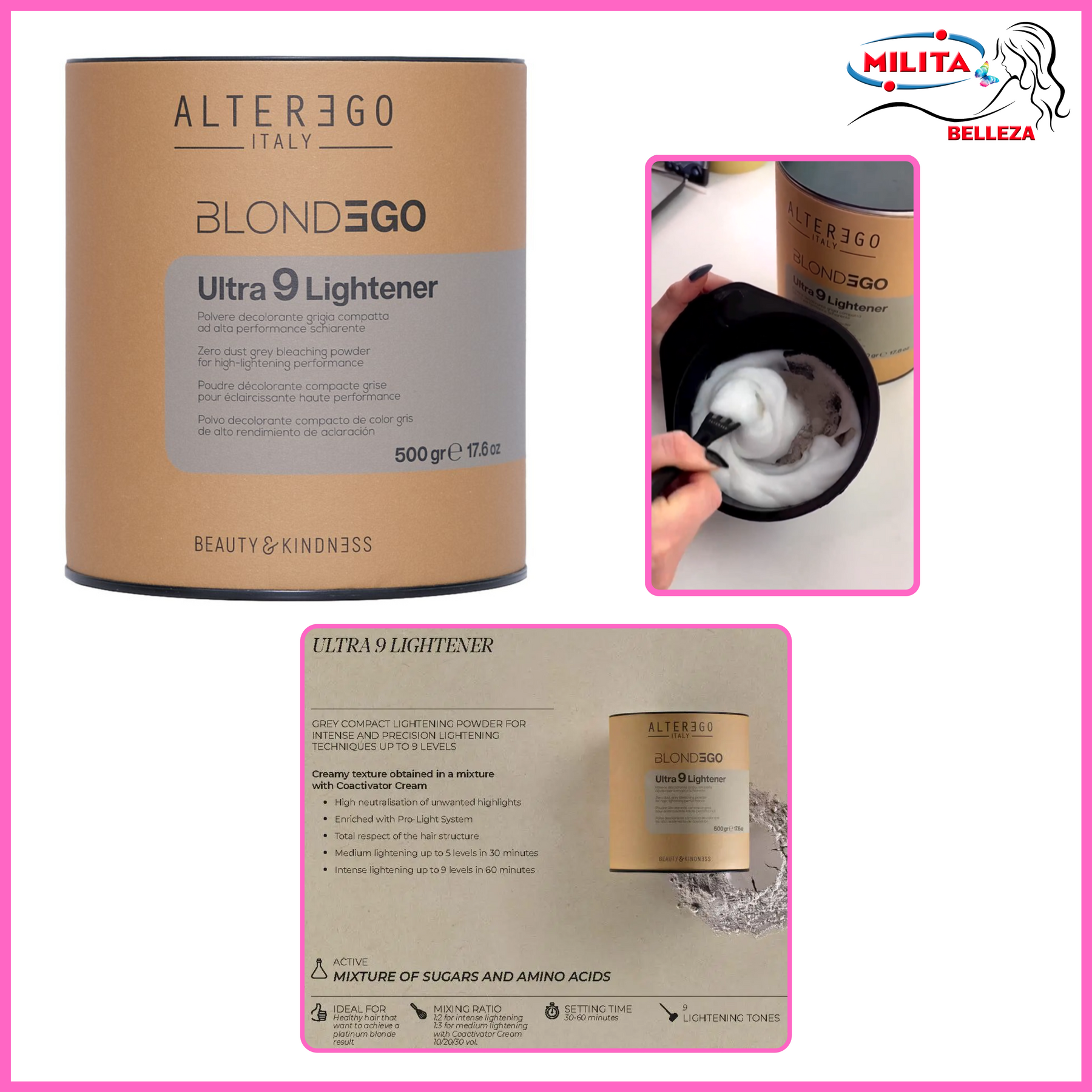 Decolorantes - Polvo Decolorante Ultra 9 Lightener Blondego 500gr