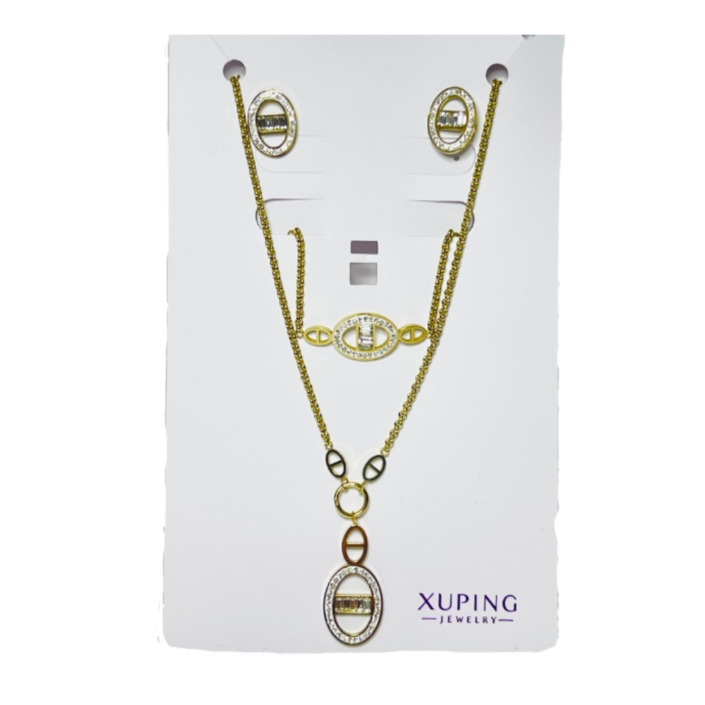 Jewelry - Set of Earrings + Bracelet + Chain Stainless Steel 290AC