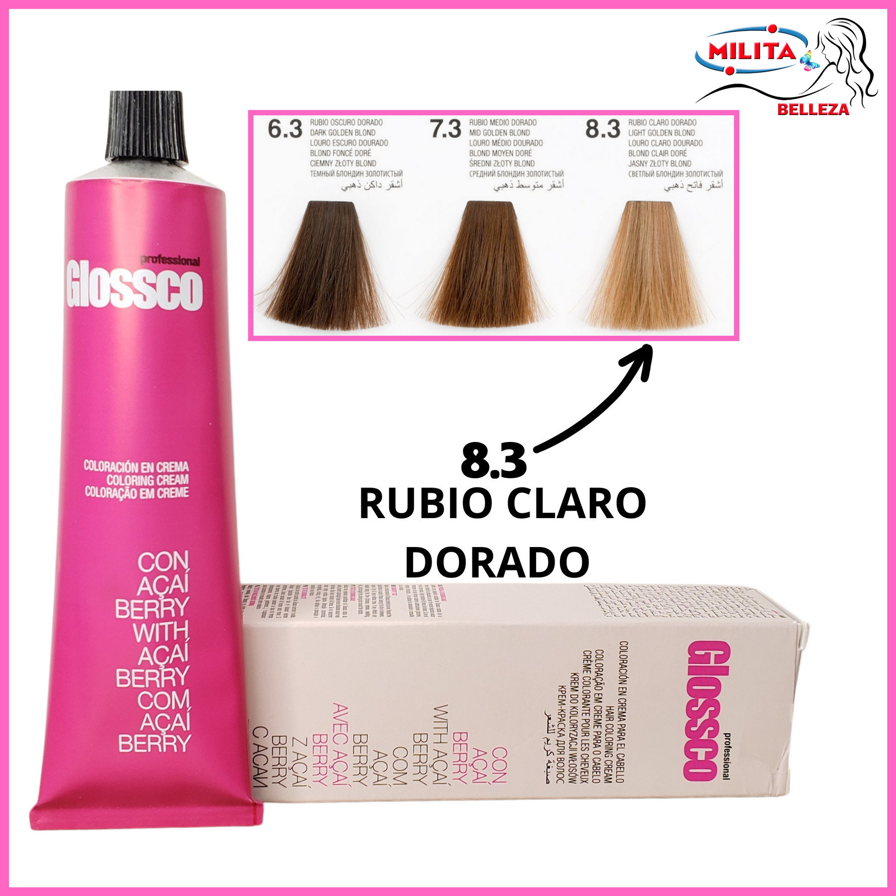 Tintes - Tinte Glossco 8.3 Rubio Claro Dorado 100ml