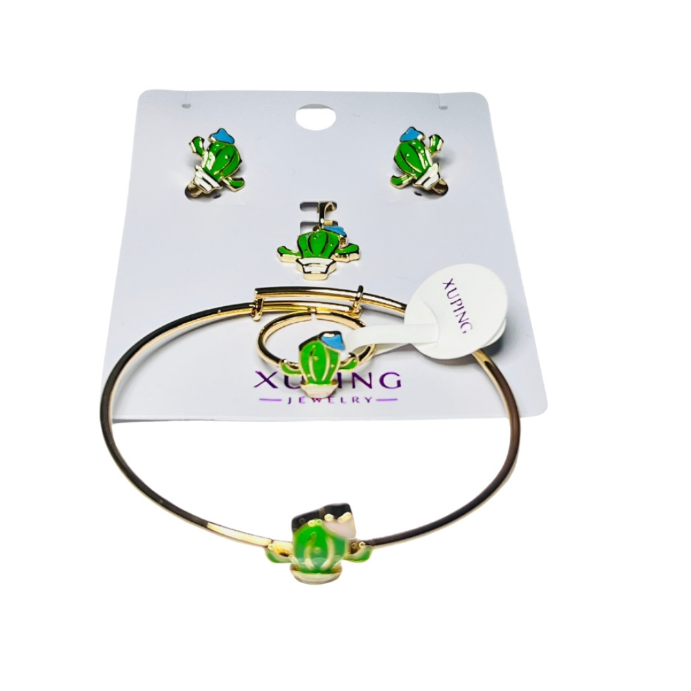 Jewelry - Earring + Pendant + Ring + Bracelet Set, 306AC Stainless Steel