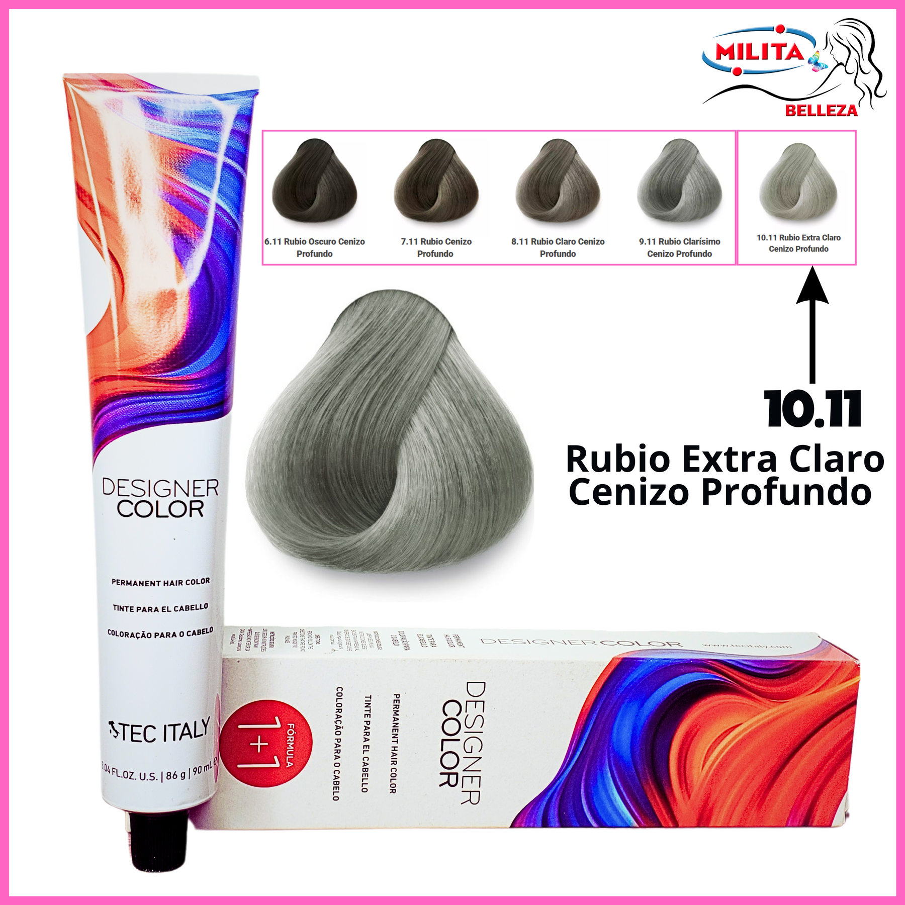 Tintes - Tinte Tec Italy Designer Color 10.11 Rubio Extra Claro Cenizo Profundo 90ml