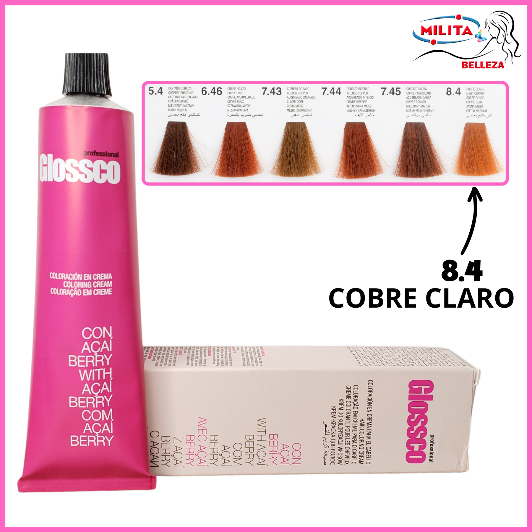 Tintes - Tinte Glossco 8.4 Cobrizo Intenso 100ml