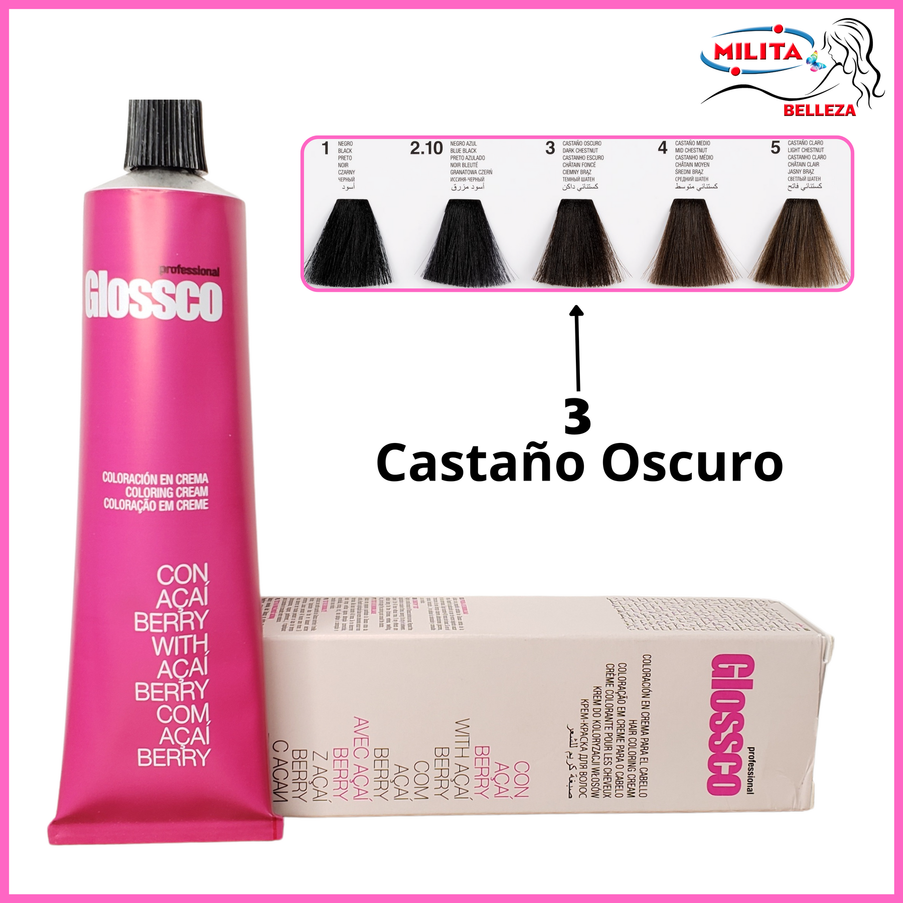 Tintes - Tinte Glossco 3 Castaño Oscuro 100ml