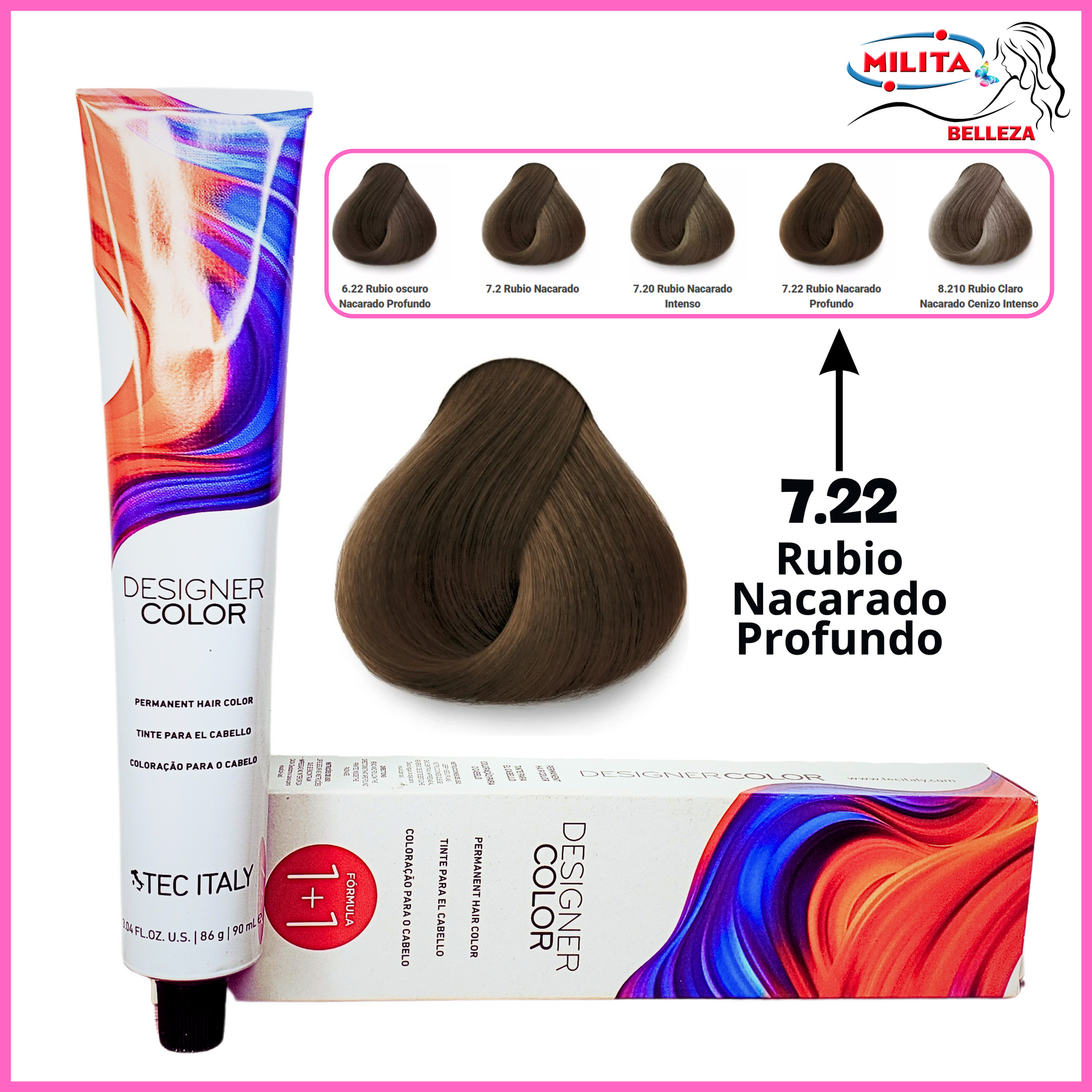 Tintes - Tinte Tec Italy Designer Color 7.22 Rubio Nacarado Profundo 90ml