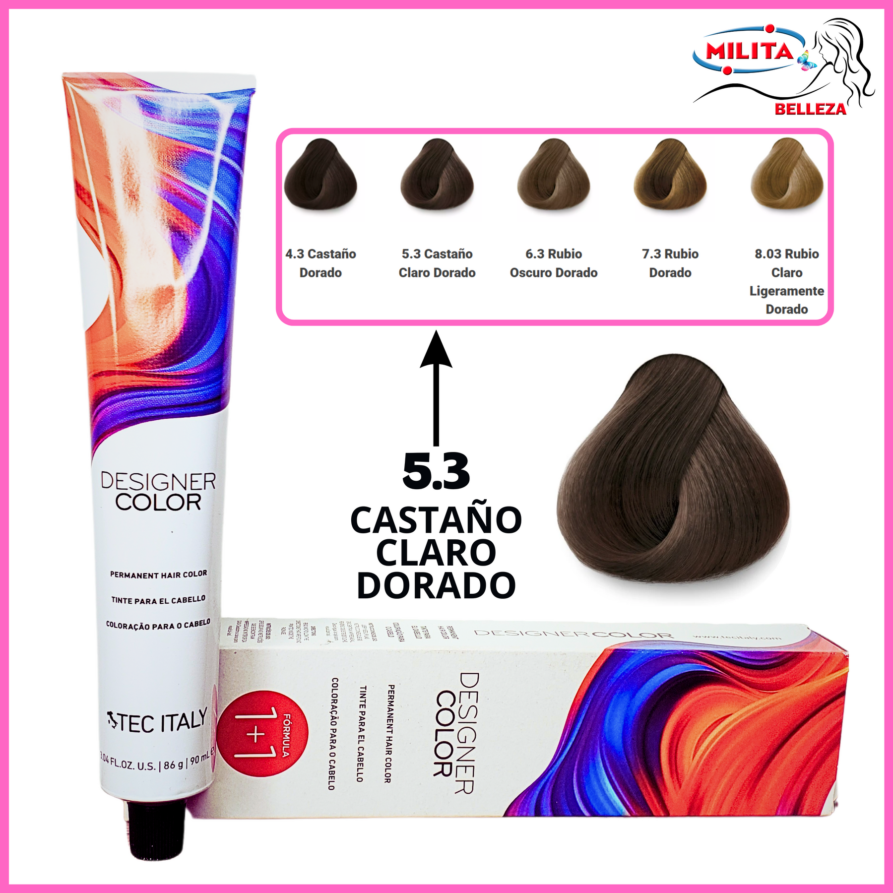 Tintes - Tinte Tec Italy Designer Color 5.3 Extra Claro Nacarado Profundo 90ml