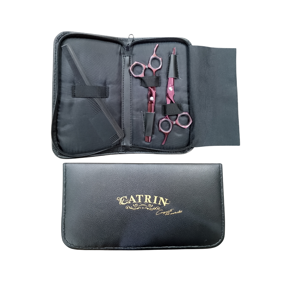 Tijeras de Cabello - Set de Tijeras Catrin Fucsia Metalico