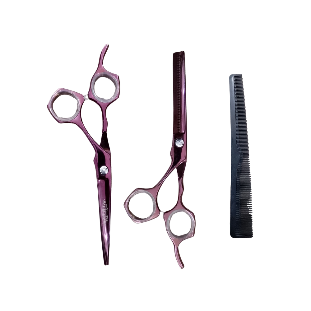 Tijeras de Cabello - Set de Tijeras Catrin Fucsia Metalico