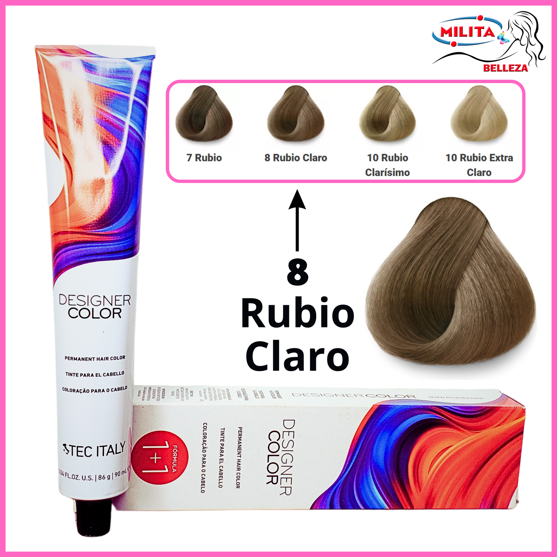 Tintes - Tinte Tec Italy Designer Color 8 Rubio 90ml