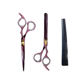 Tijeras de Cabello - Set de Tijeras Catrin Fucsia Con Dorado Metalico