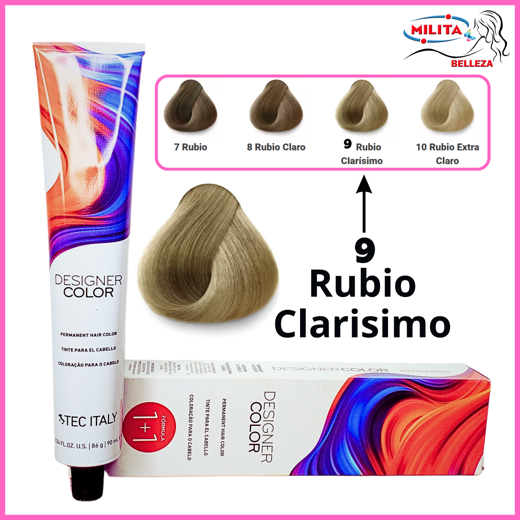 Tintes - Tinte Tec Italy Designer Color 9 Rubio Clarisimo 90ml